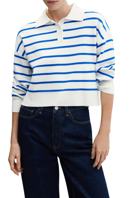 MANGO Stripe Polo Sweater Vibrant Blue at Nordstrom,