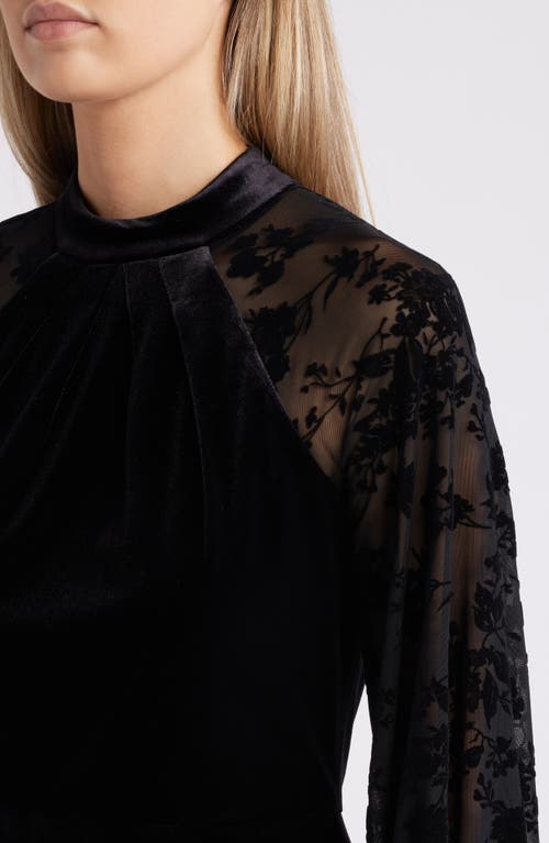 Shop Eliza J Long Sleeve Velvet Cocktail Dress In Black