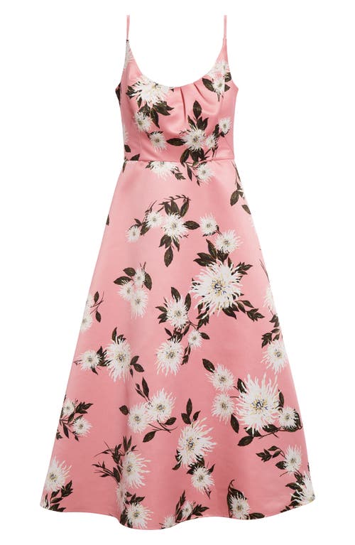 Shop Emilia Wickstead Wenna Dahlia Print Stretch Faille A-line Midi Dress In Large Dahlia Coral