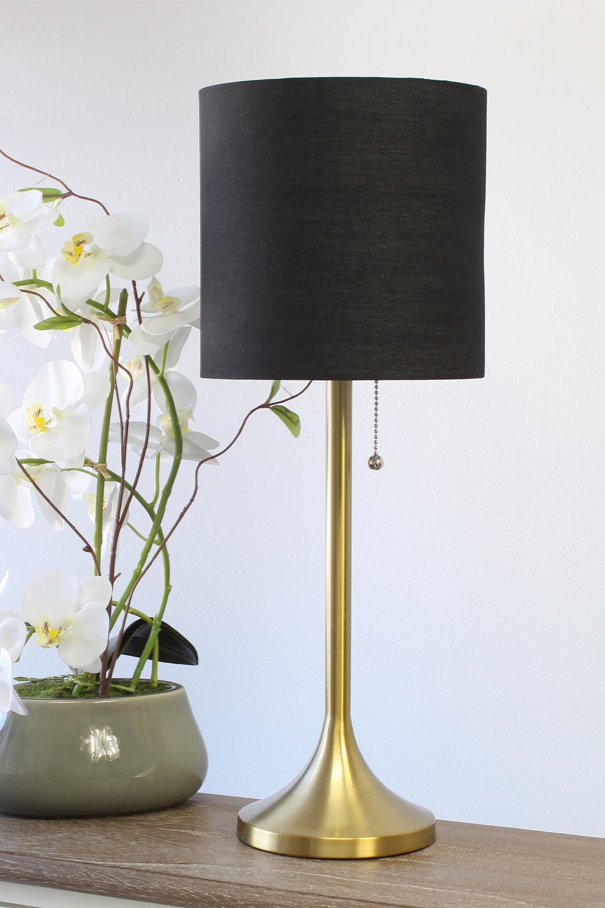 Lalia Home Simple Designs Gold Tapered Table Lamp With Black Fabric Drum Shade In Gold/black