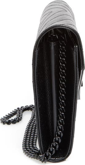 SAINT LAURENT SMALL MONOGRAMME QUILTED CHAIN WALLET BLACK SILVER – Parlour X