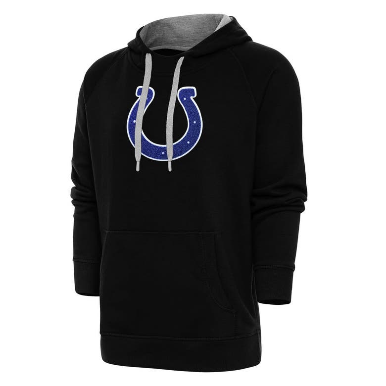 Shop Antigua Black Indianapolis Colts Victory Chenille Pullover Hoodie
