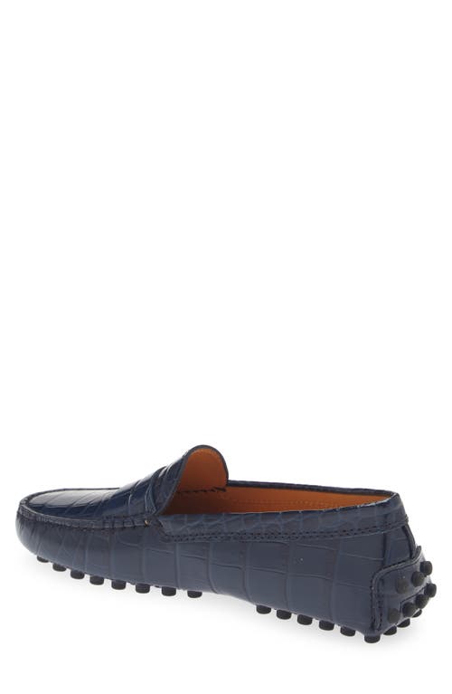 Shop Tod's Croc Embossed Penny Loafer In Galassia Scuro