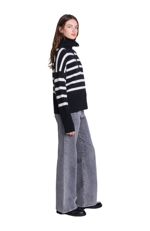 MAJE MAJE STRIPE PRINT HIGH-NECK SWEATER 