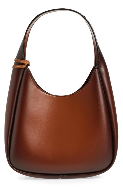 Shop Stella Mccartney Small Perforated Logo Faux Leather Hobo Bag In Brandy