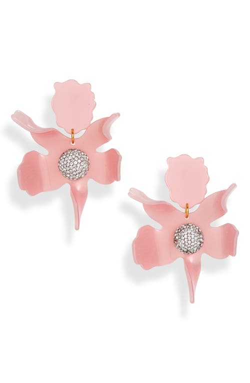 Shop Lele Sadoughi Crystal Lily Drop Earrings In Rose Hip