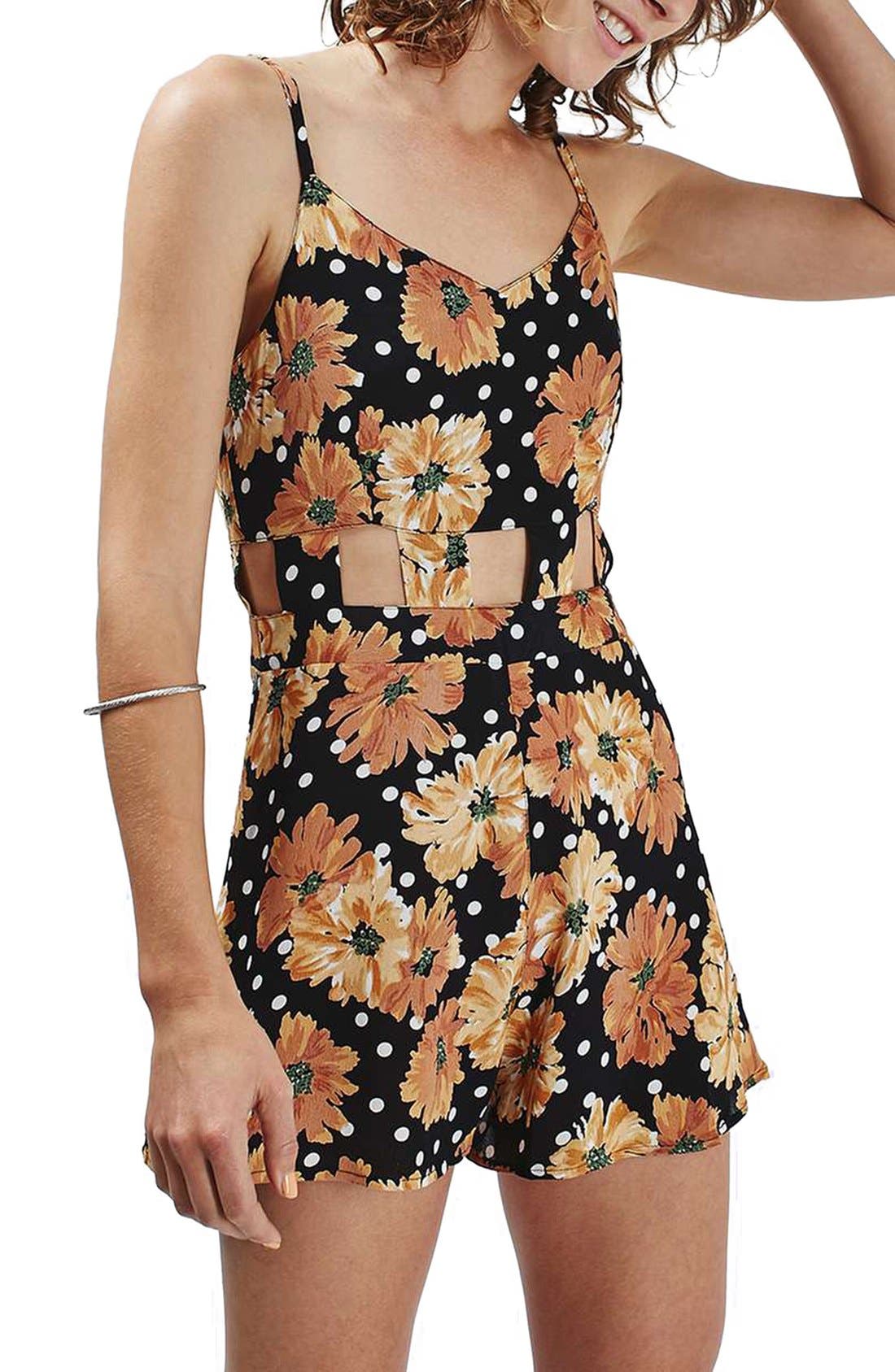 Floral Dot Cutout Romper Nordstrom