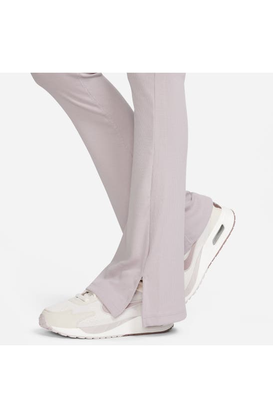 Shop Nike Sportswear Chill Knit Flare Leggings In Platinum Violet/ Sail