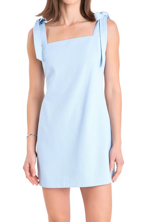 Shop English Factory Tie Strap Denim Minidress In Ice Blue