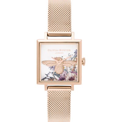 Olivia Burton Enchanted Garden Leather Strap Watch, 22.5Mm