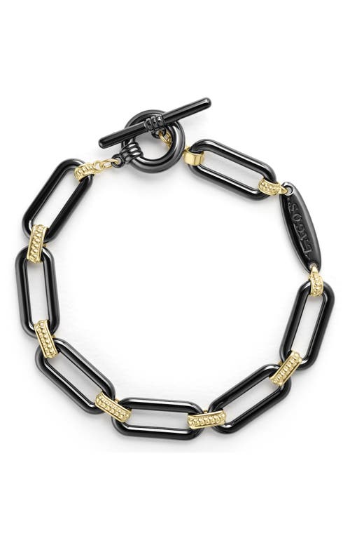 LAGOS Meridian 18K Gold & Black Ceramic Toggle Bracelet in Black/gold at Nordstrom, Size 6