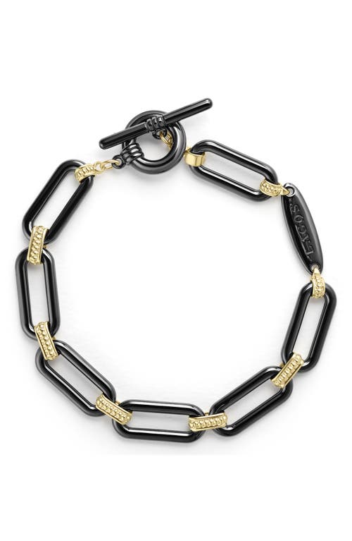 Lagos Meridian 18k Gold & Black Ceramic Toggle Bracelet In N/a