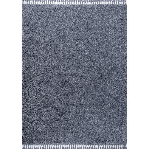 Jonathan Y Mercer Shag Plush Tassel Area Rug In Denim Blue