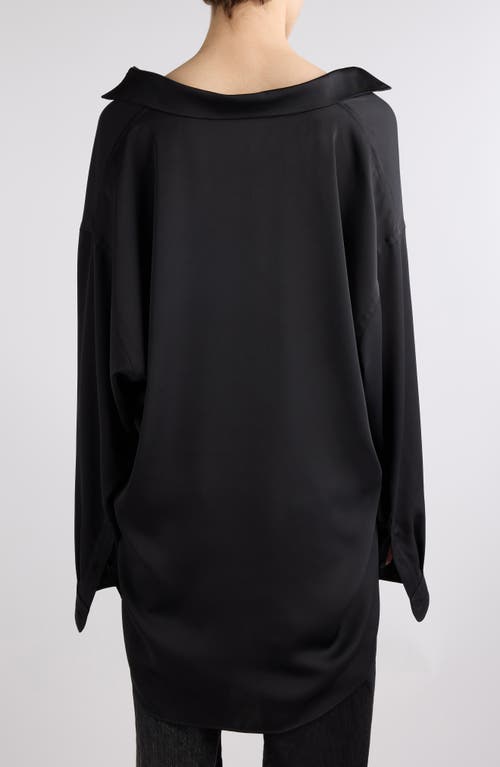 Shop Balenciaga Bb Oversize Fluid Twill Button-up Shirt In 1000 Black