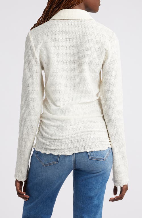 Shop Rag & Bone Julia Open Knit Long Sleeve Polo In Ivory