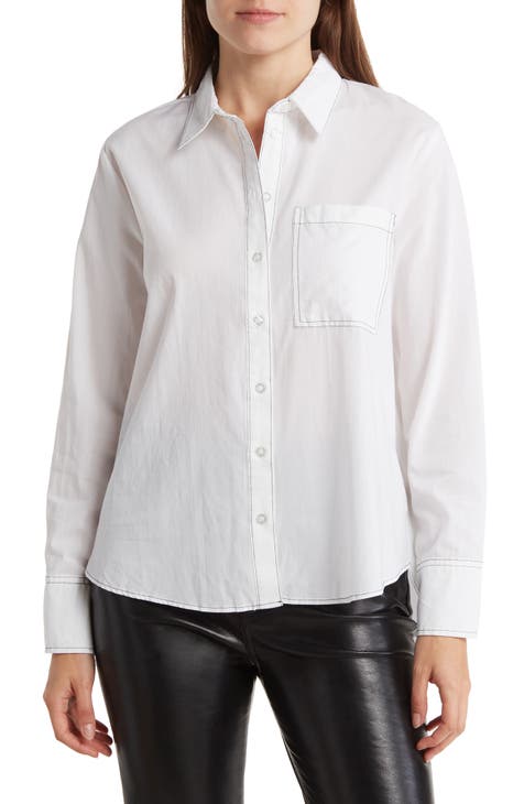Women's White Button-Up Shirts Rack
