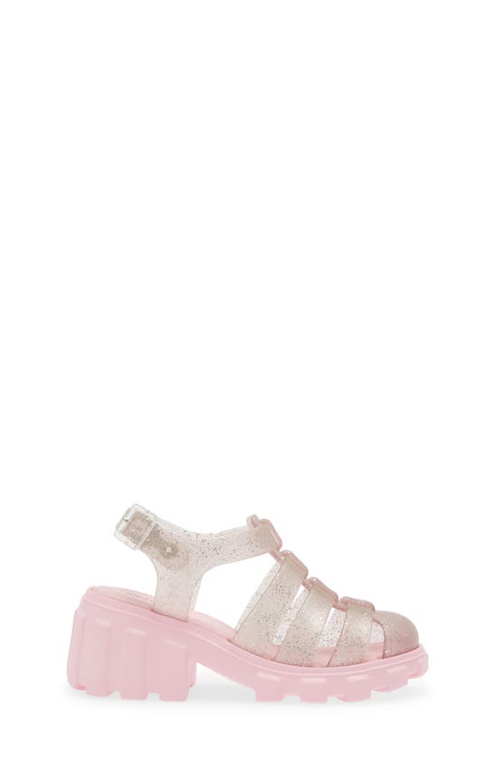 Mini Melissa Kids' Megan Platform Fisherman Sandal In Pink/ Glitter Pink