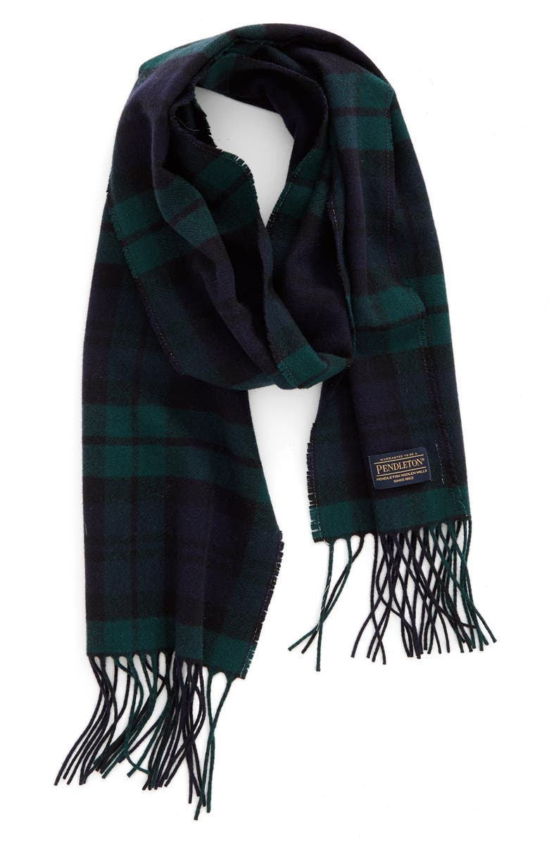 PENDLETON Plaid Wool Scarf, Main, color, BLACKWATCH