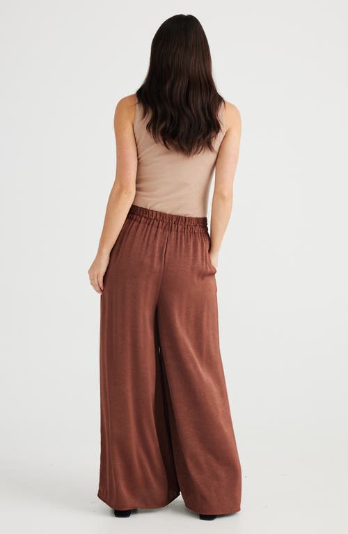 Shop Brave + True Brave+true Liza Wide Leg Damask Pants In Cocoa