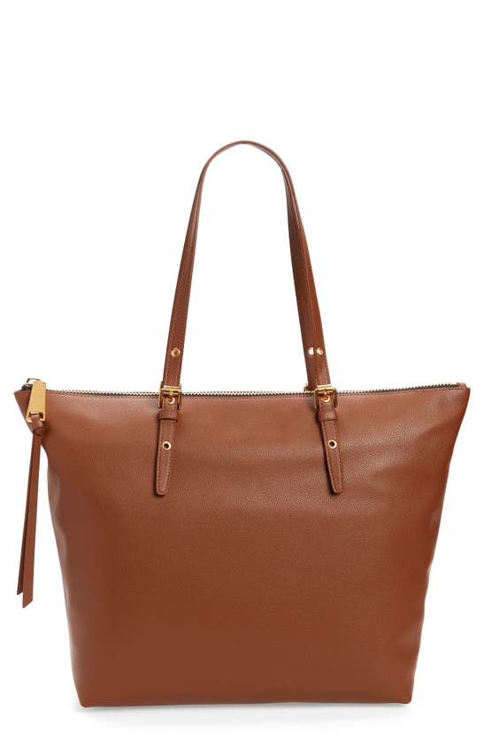 Rebecca Minkoff Chunky Leather Zip Tote In Tobacco