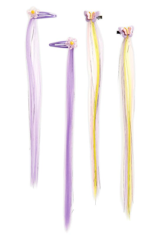 Shop Capelli New York Kids' Assorted 4-pack Faux Hair Extension Clips In Lilac