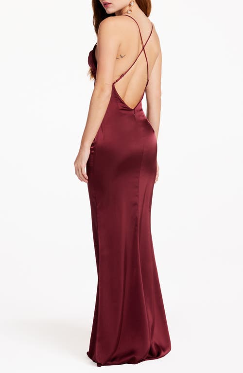 Shop Katie May Tara Cowl Neck Gown In Bordeaux