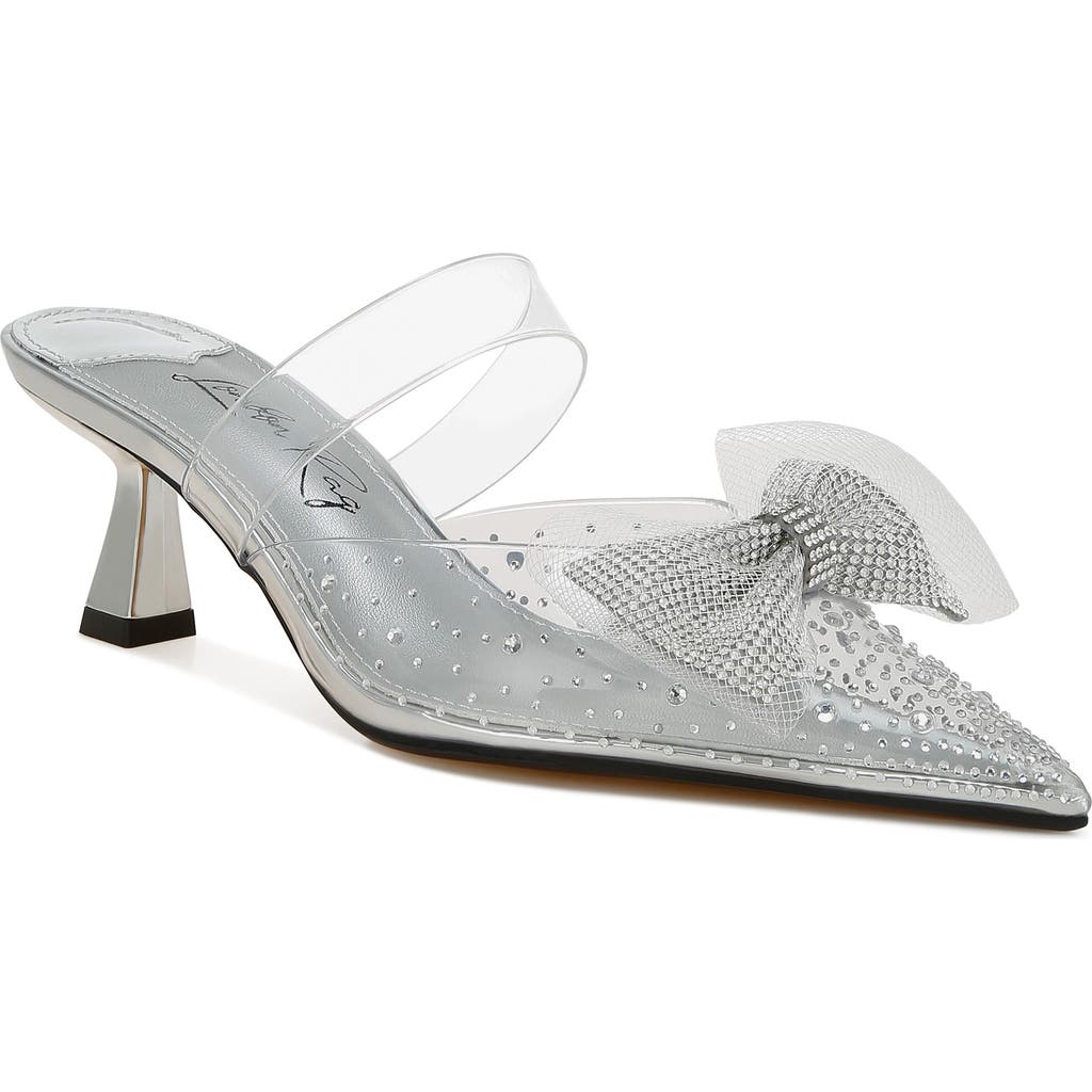 London Rag Freja Rhinestone Kitten Heel Mule In Silver