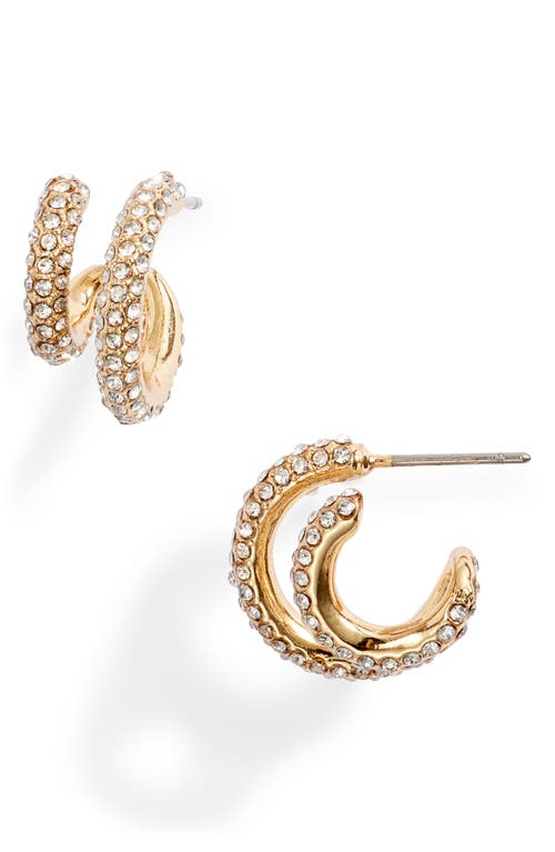 Cheyenne Crystal Double Hoop Earrings in Gold