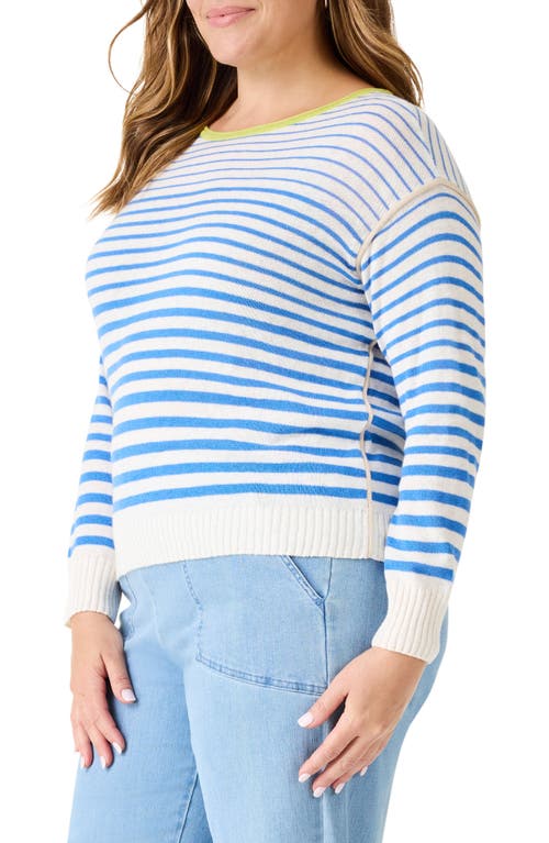 Shop Nic + Zoe Nic+zoe Supersoft Striped Up Sweater In Blue Multi