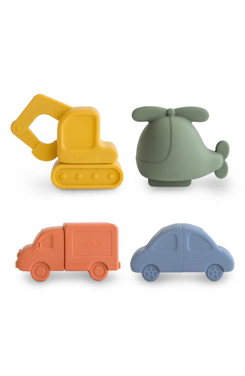 Mushie Set Of 4 Vehicles Bath Playset In Yellow Multi