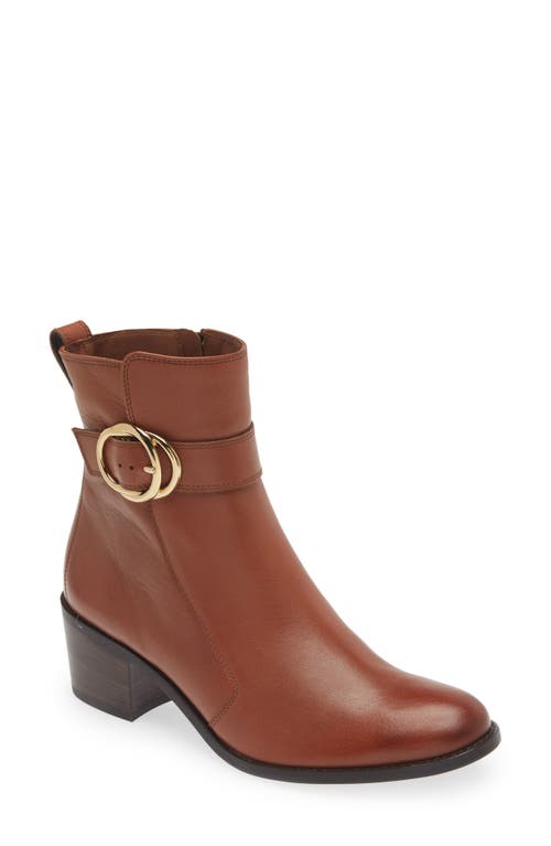 Shop Paul Green Vanessa Block Heel Bootie In Cognac Leather