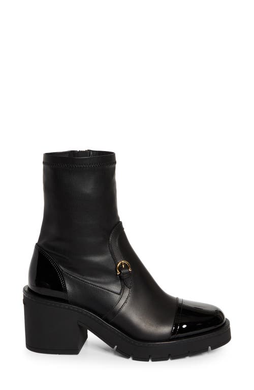 Shop Ferragamo Selyna Cap Toe Bootie In Nero Nero Nero