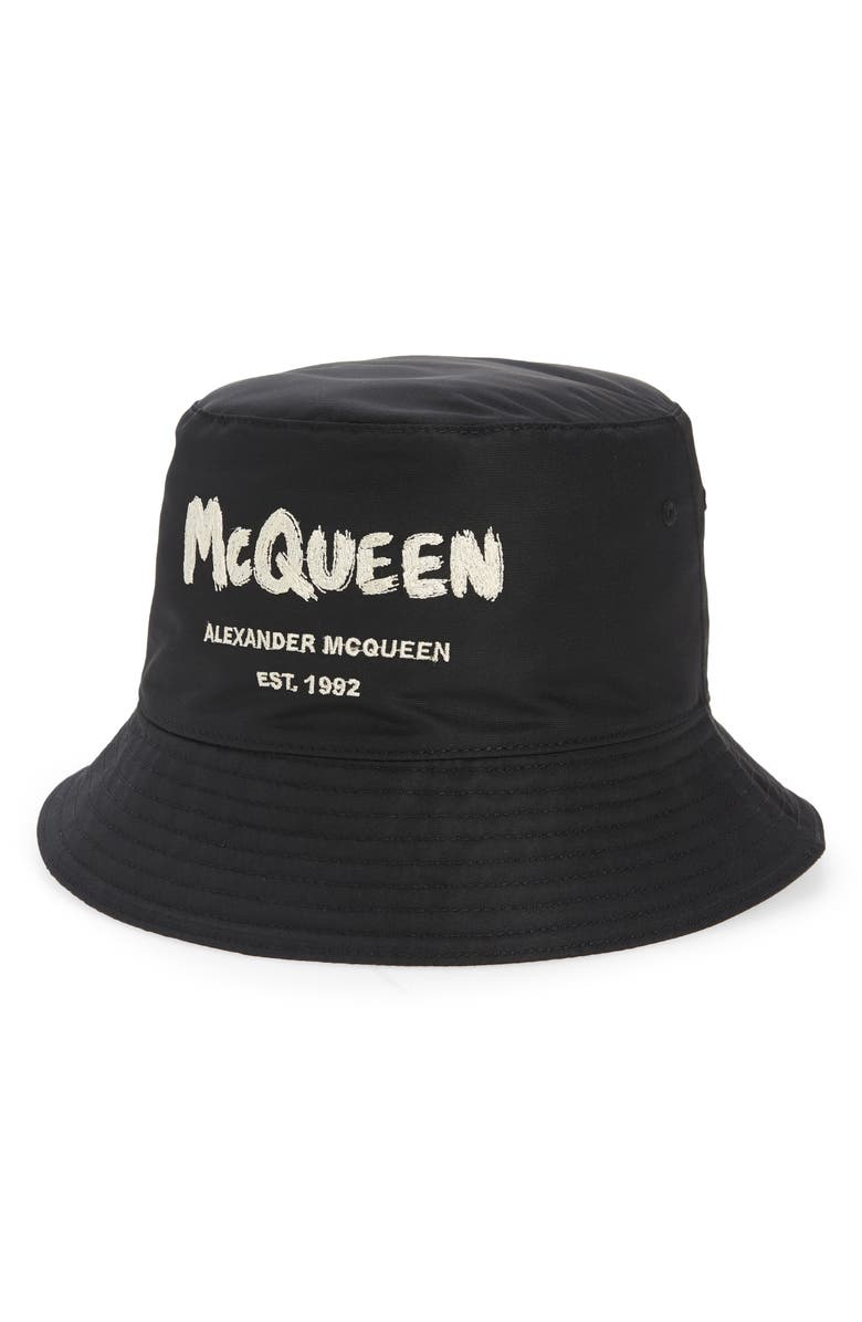 Alexander McQueen Graffiti Logo Bucket Hat, Main, color, 