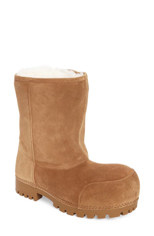 Balenciaga Alaska Low Shearling-lined Suede Boots In 2200 Brown/white