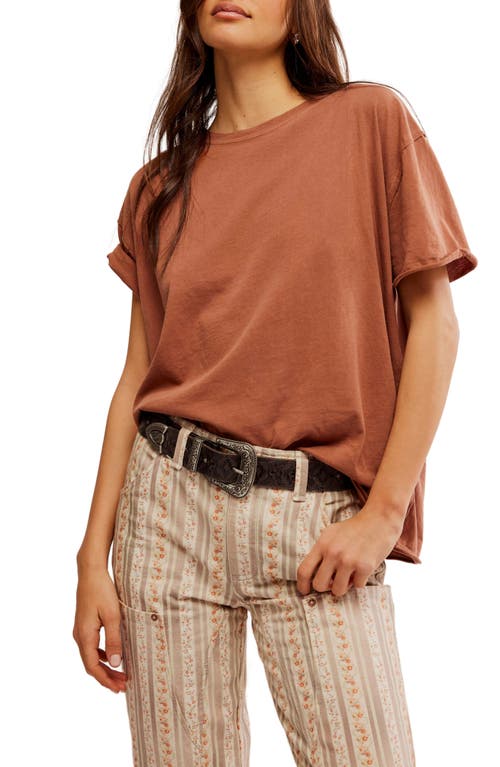 Shop Free People Nina Crewneck Cotton T-shirt In Tortiose Shell