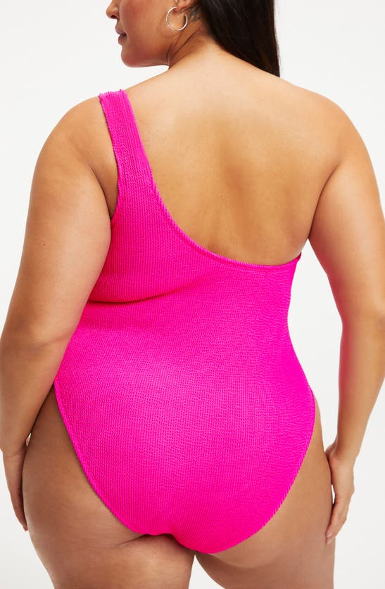 Shop Good American Always Fits One-shoulder One-piece Swimsuit In Hawiian Pink 001