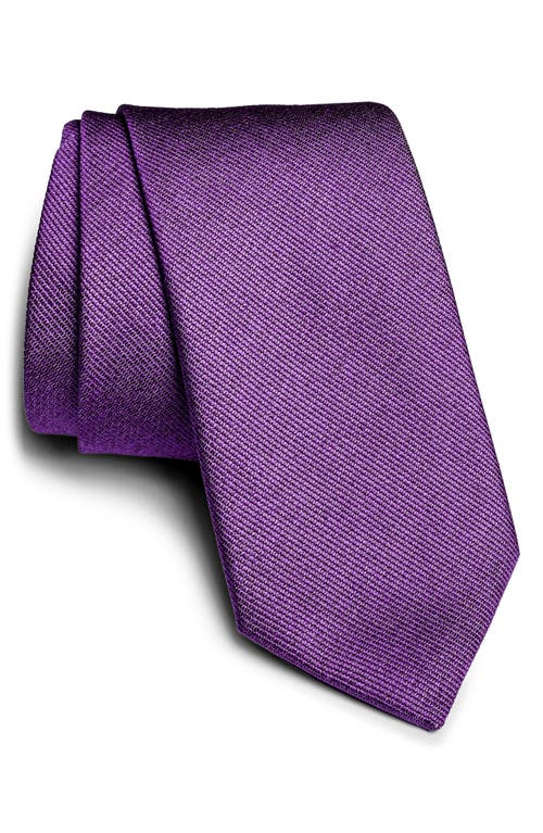 Bowman Solid Silk Blend Tie in Purple