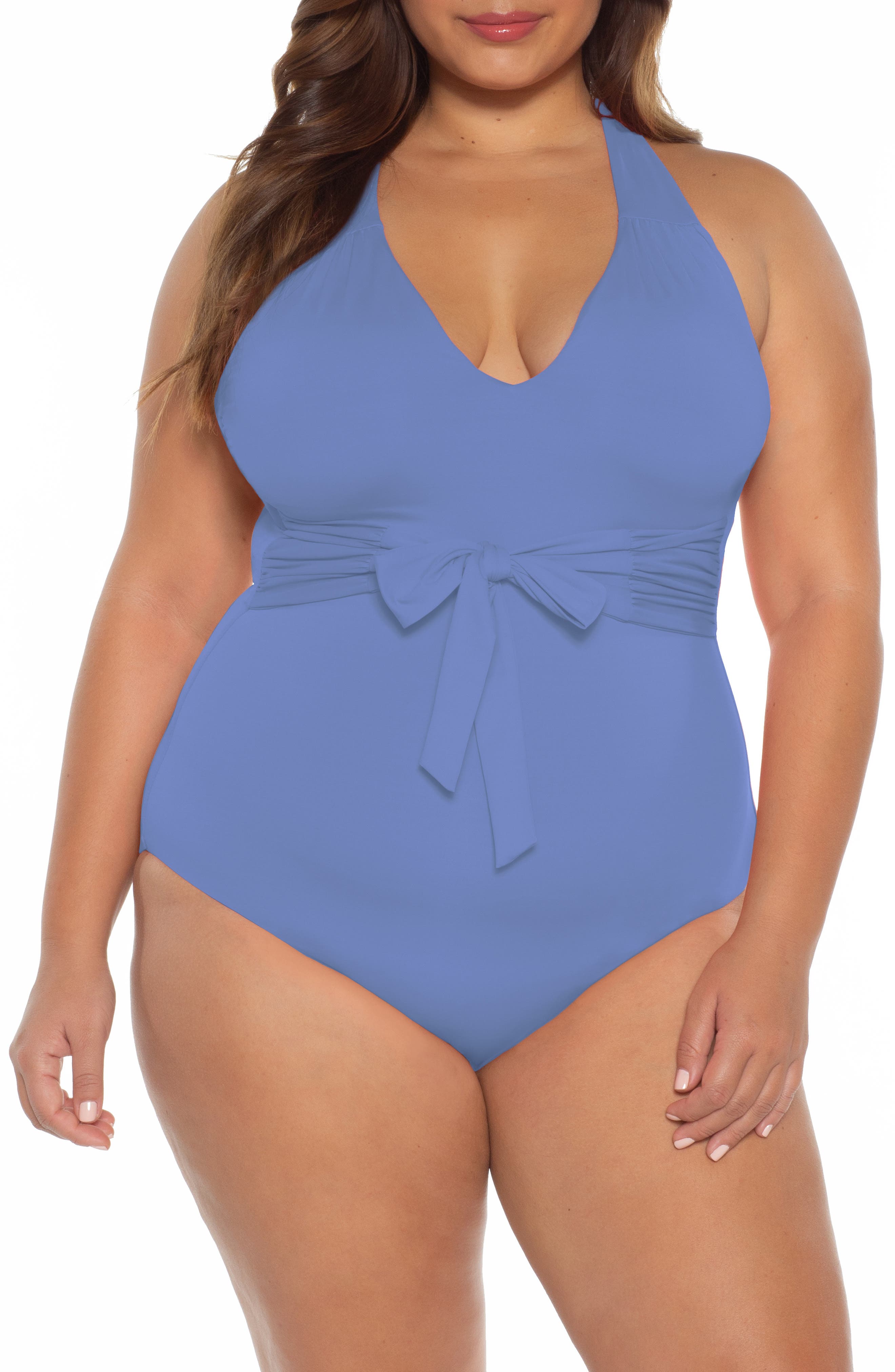 Plus Size Becca Etc. Color Code One-Piece Swimsuit, Blue