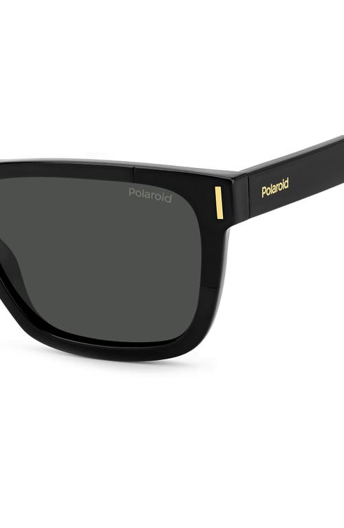 Polaroid 54mm Polarized Square Sunglasse In Black/grey Polarized