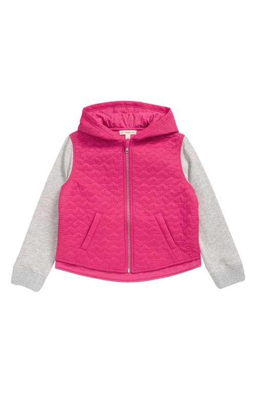 Tucker + Tate Kids' Mixed Media Jacket in Pink Electric- Grey Heather