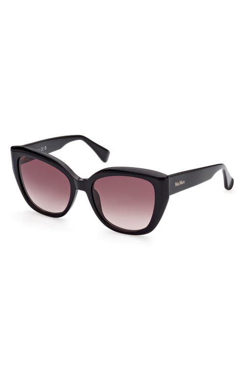 Shop Max Mara 54mm Cat Eye Sunglasses In Shiny Black/gradient Brown