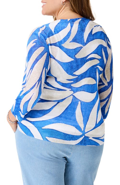 Nic + Zoe Nic+zoe Meadow Mix 4-way Linen Blend Convertible Cardigan In Blue Multi