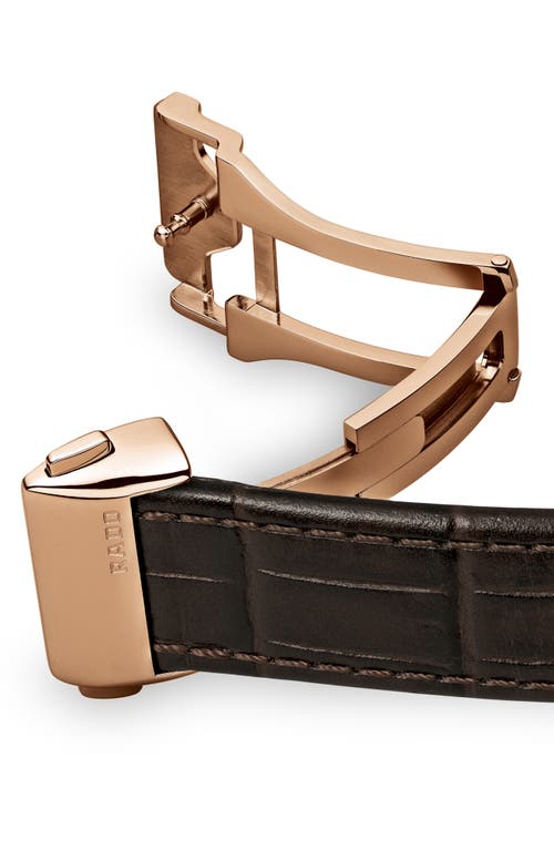 Rado Coupole Classic Automatic Leather Strap Watch, 41mm In Brown/silver/rose Gold