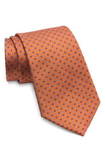Shop Duchamp Micro Neat Silk Tie In Orange