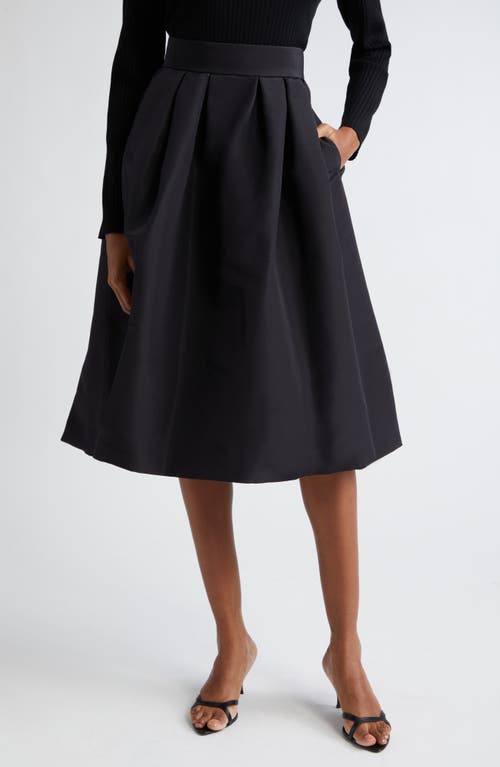 Carolina Herrera Silk Faille Midi Skirt Black at Nordstrom,