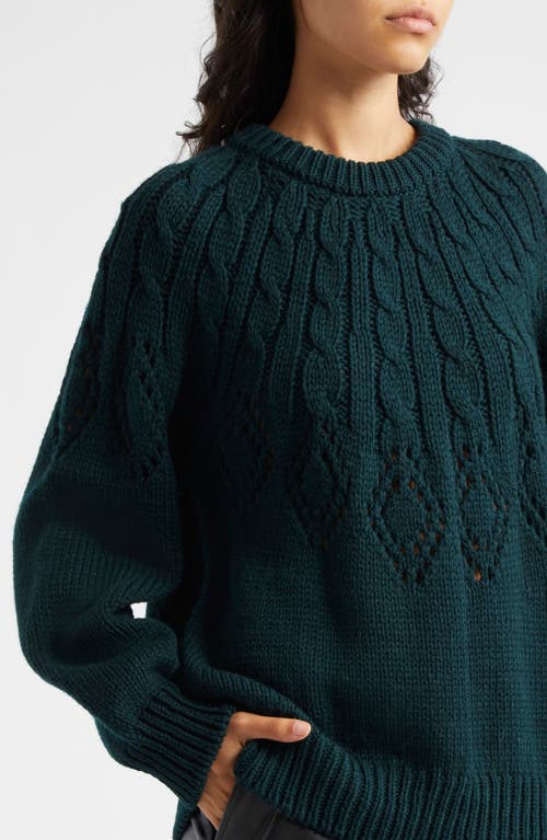 Shop A.l.c . Montie Merino Wool Cable Knit Sweater In Deep Emerald