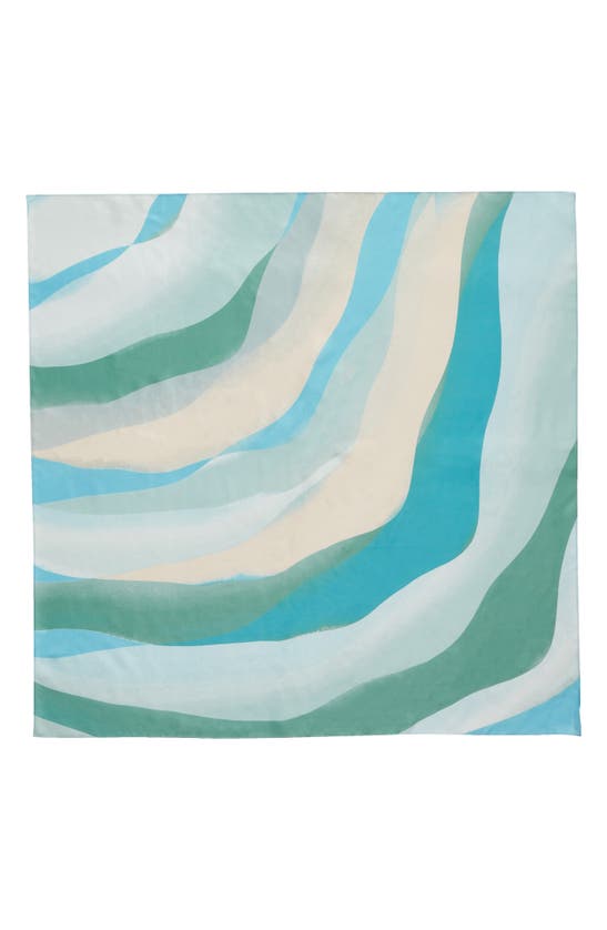 Shop Nordstrom Print Silk Square Scarf In Teal Ombre Wave