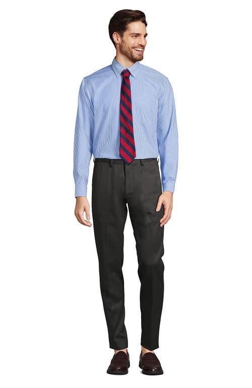 Lands' End School Uniform  Tailored Fit No Iron Solid Supima Cotton Pinpoint Buttondown Collar Dress In Clear Blue/white Stripe