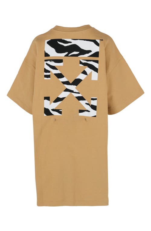 Off-white Zebra Arrow Snap Graphic T-shirt In Beige