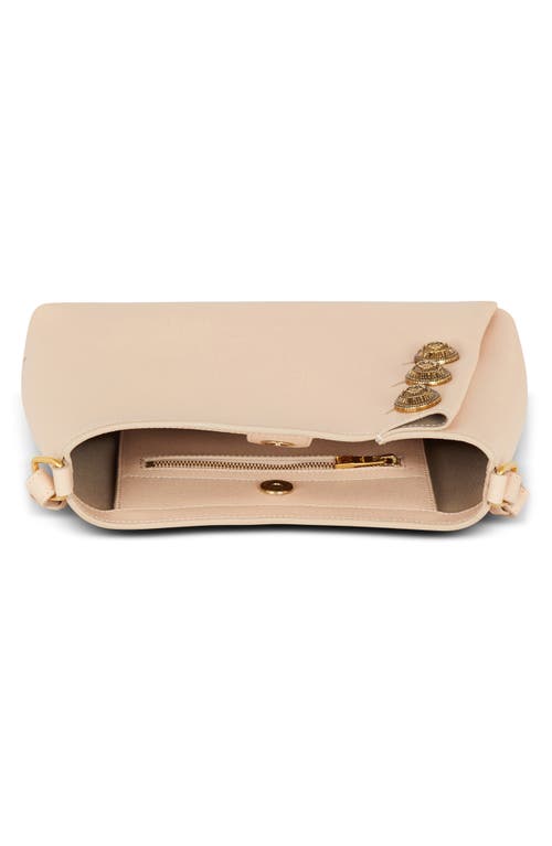 Balmain Embleme Shoulder Bag In Grained Leather In 0dx Nude/pink